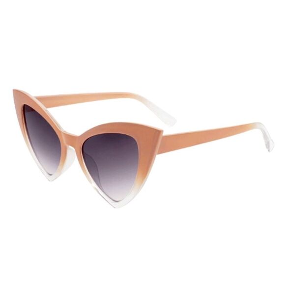 Cramilo Eyewear Accessories - TINTED PINK RETRO TRIANGLE CAT EYE SUNGLASSES